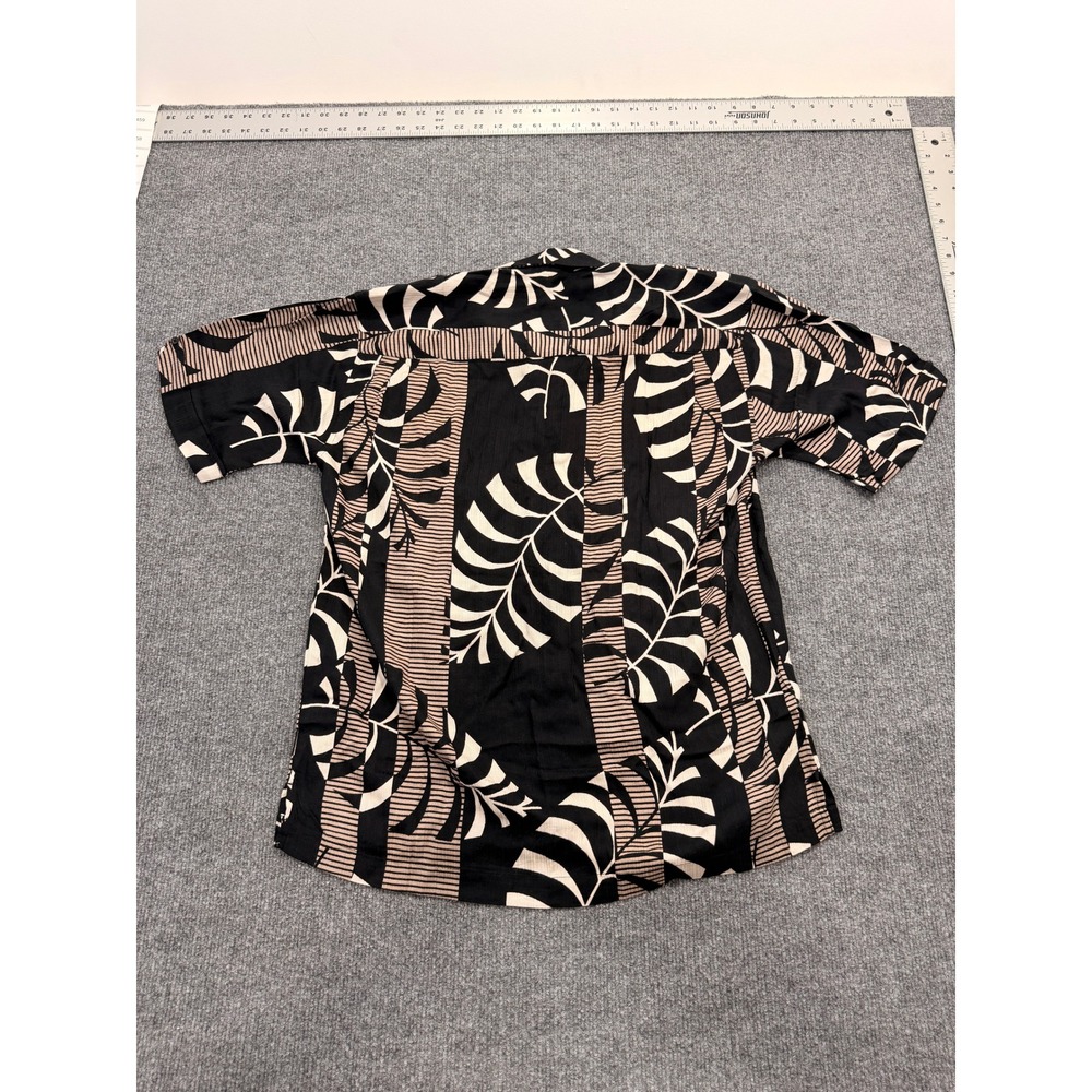 Cubavera Palm Leaf Button Down Shirt Mens Small Black Beige Tropical Rayon Camp - Picture 7 of 8